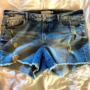 Plus size torrid distressed denim shorts